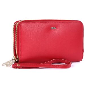 Ladies Purse Double Zipper Coral